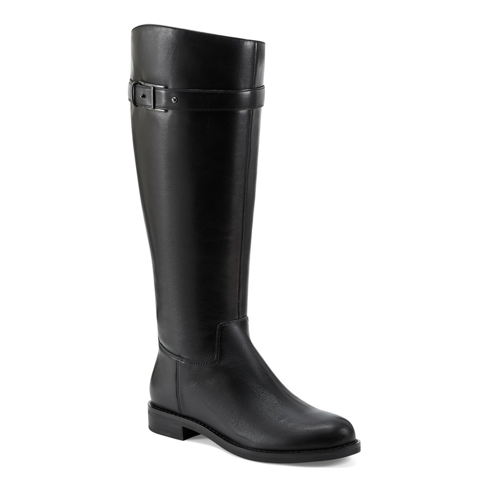 Easy Spirit Aubrey Black Leather Riding Boots Wide